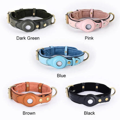 Anti-Lost Leather AirTag Dog Collar