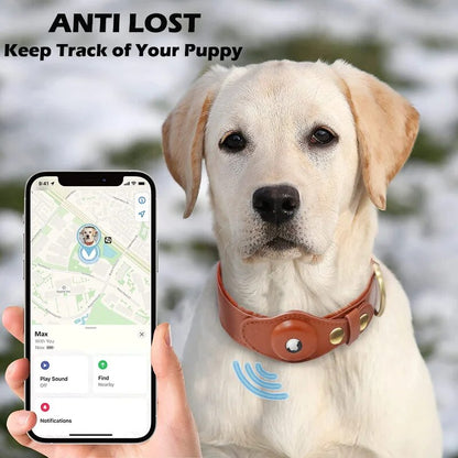 Anti-Lost Leather AirTag Dog Collar