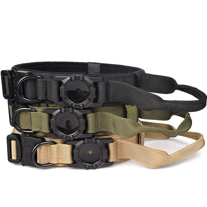 Adjustable Nylon AirTag Holder Tactical Dog Collar